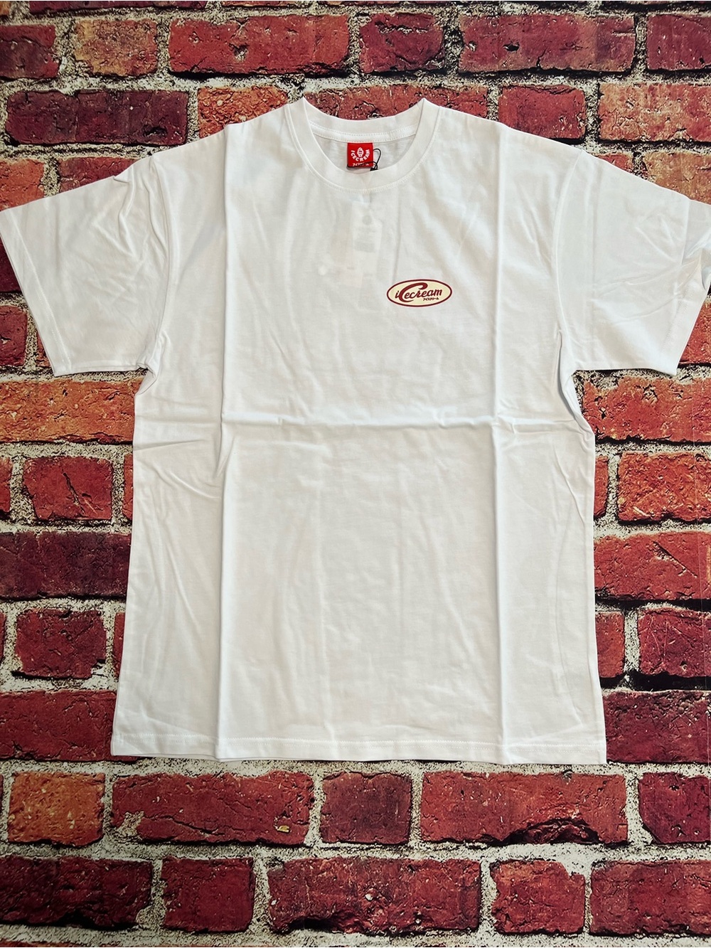 Icecream White Tee with Red Chest Logo